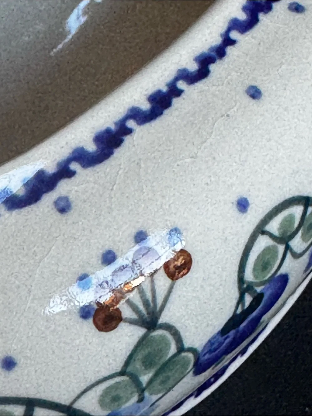 Vintage Polish Pottery Gravy Boat Crazing